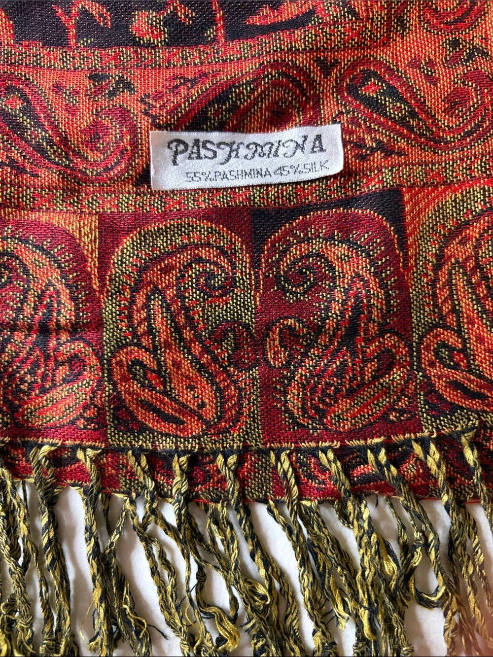 Pashmina Paisley Fringe Scarf/Shawl | EUC | OS